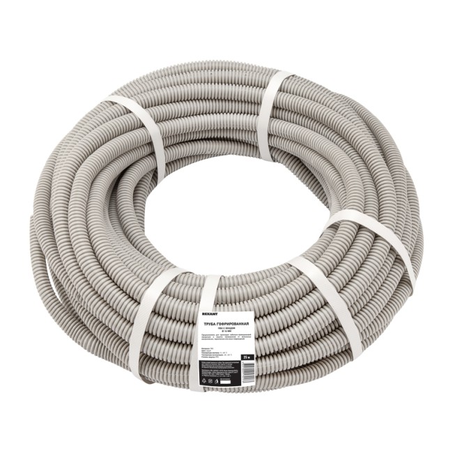 Труба гофрированная из ПВХ, с зондом, Ø16мм (бухта 25 м/уп) REXANT Труба гофрированная из ПВХ, с зондом, Ø16мм (бухта 25 м/уп) REXANT