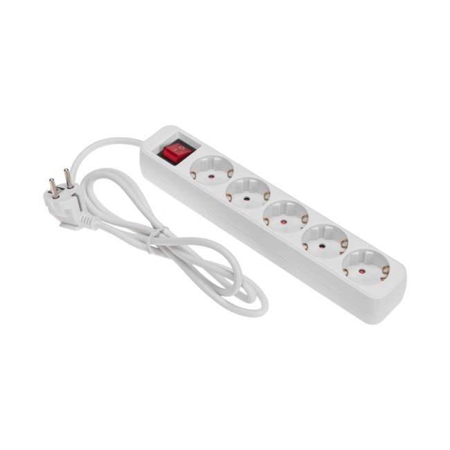 Удлинитель STANDARD 5 гнезд, 1,5м, 3х1,0мм², с/з, с выключателем, белый REXANT