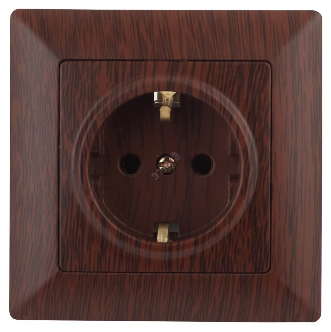 Розетка 2P+E Schuko, 16А-250В, СУ, Solo, венге, 4-202-10