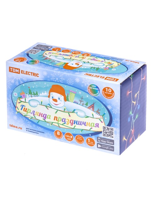 Гирлянда светодиодная СГ100M10, многоцвет., 10м, 8 режимов, 250 В, TDM Гирлянда светодиодная СГ100M10, многоцвет., 10м, 8 режимов, 250 В, TDM