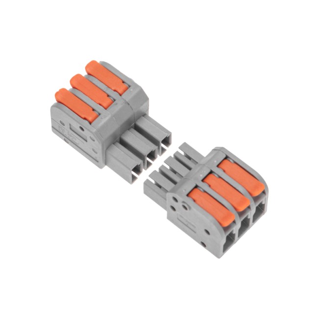 Клемма СМК 222-423R проходная разъемная 3 полюса серая 0,2-2,5/4мм² (40 шт/уп) REXANT Клемма СМК 222-423R проходная разъемная 3 полюса серая 0,2-2,5/4мм² (40 шт/уп) REXANT
