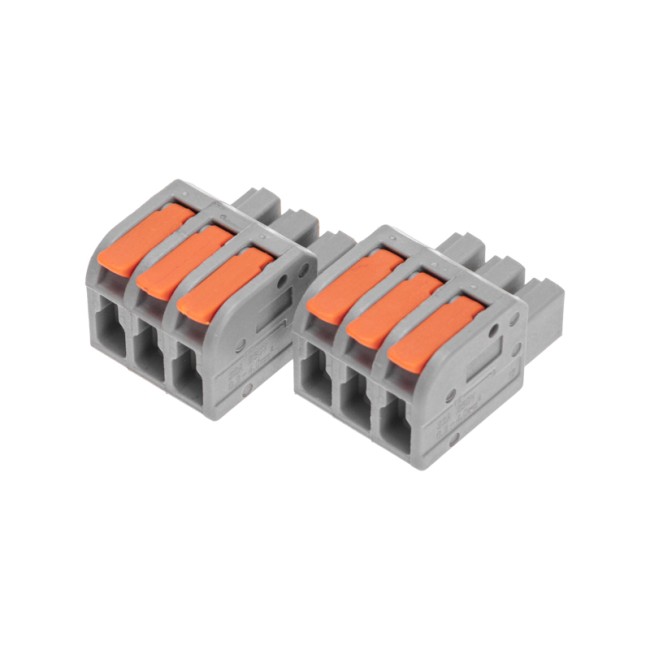 Клемма СМК 222-423R проходная разъемная 3 полюса серая 0,2-2,5/4мм² (40 шт/уп) REXANT Клемма СМК 222-423R проходная разъемная 3 полюса серая 0,2-2,5/4мм² (40 шт/уп) REXANT