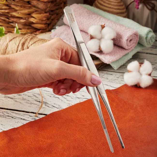 Пинцет прямой, рифленый 200мм (блистер) REXANT