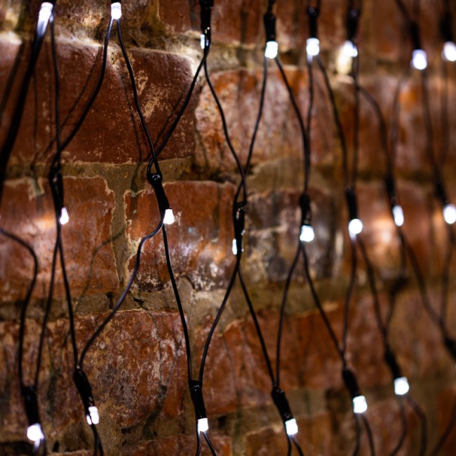 Гирлянда Сеть 2х2х1.5м, свечение с динамикой, черный ПВХ, 136 LED, 230 В, цвет: Белый (шнур питания в комплекте)