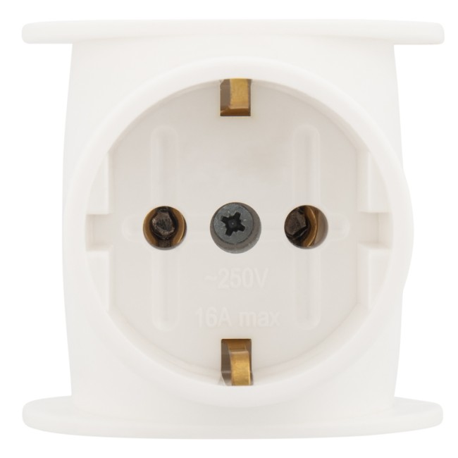 Тройник электрический универсальный 16 А одно гнездо с заземлением белый REXANT