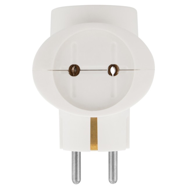 Тройник электрический универсальный 16 А одно гнездо с заземлением белый REXANT