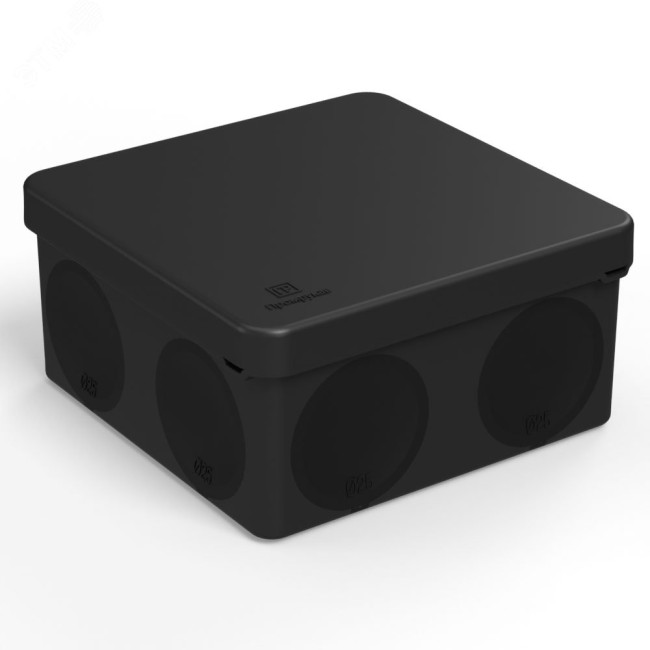Коробка распределительная 60-0300-9005 для прямого монтажа двухкомпонентная безгалогенная (HF) черная 100х100х50 (66шт/кор)