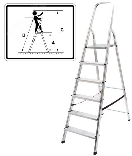 Лестница-стремянка алюминиевая, 6 ступеней, вес 4.6 кг