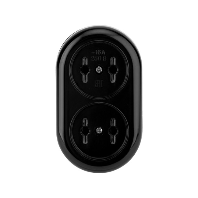 Колодка 2 гнезда карболитовая б/з 16 А, черная Rexant Колодка 2 гнезда карболитовая б/з 16 А, черная Rexant