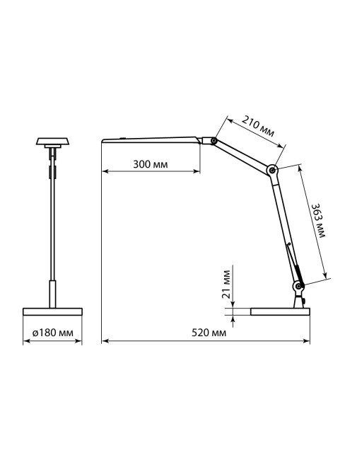 Светильник светодиодный настольный СН-50, 2 колена, диммер, 220 В, 9 Вт, 5000 К, сереб-черн, TDM Светильник светодиодный настольный СН-50, 2 колена, диммер, 220 В, 9 Вт, 5000 К, сереб-черн, TDM