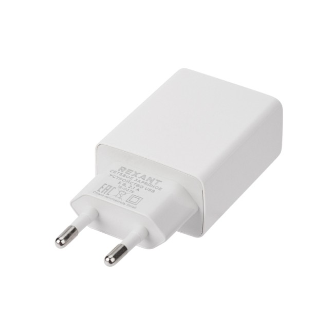 Сетевое зарядное устройство для iPhone/iPad REXANT USB, 5V, 2.1 A, белое