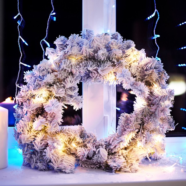 Заснеженный еловый венок NEON-NIGHT Ø 45 см, ПВХ Заснеженный еловый венок NEON-NIGHT Ø 45 см, ПВХ