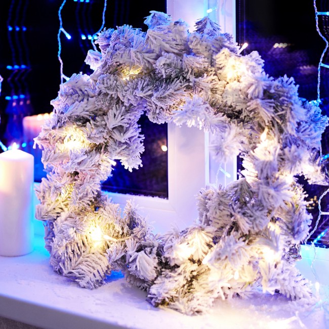 Заснеженный еловый венок NEON-NIGHT Ø 45 см, ПВХ Заснеженный еловый венок NEON-NIGHT Ø 45 см, ПВХ