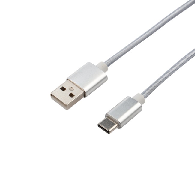 Кабель USB-Type-C/2,1A/nylon/silver/1m/REXANT