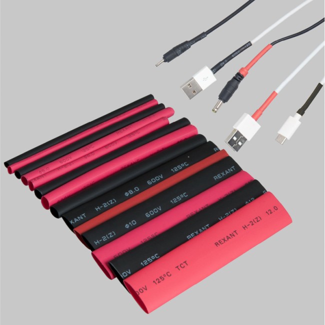 Набор термоусаживаемых трубок ТУТ нг №6 MAXIMUM 2:1, упаковка 14 шт. по 10 см REXANT Набор термоусаживаемых трубок ТУТ нг №6 MAXIMUM 2:1, упаковка 14 шт. по 10 см REXANT