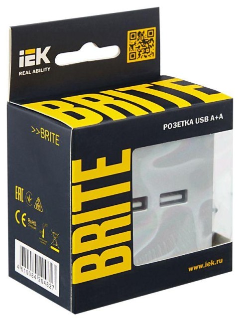 Розетка BRITE USB A+A 3.1А РЮ10-1-БрА механизм алюм. IEK BR-U21-D31-K47