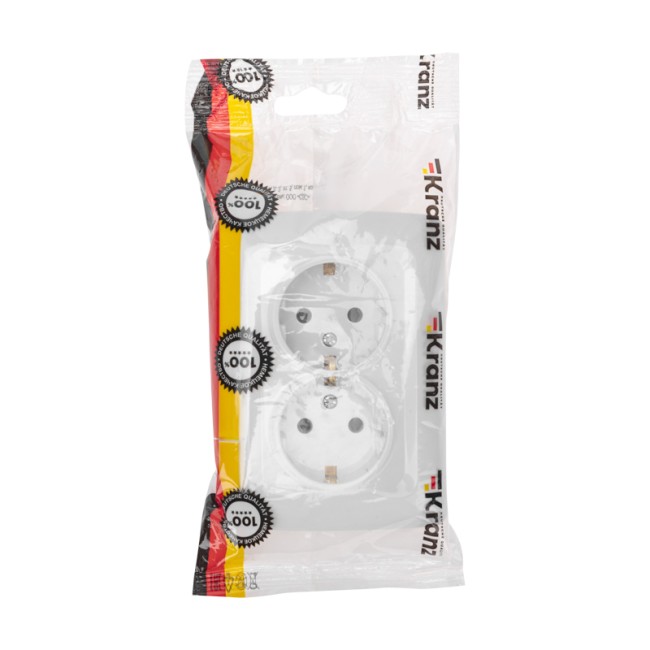 DEA Розетка 2-ая с/з с/у 16А Бел KRANZ DEA Розетка 2-ая с/з с/у 16А Бел KRANZ