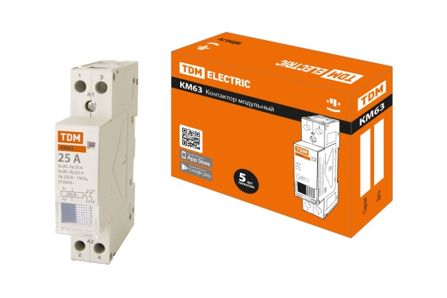 Контактор модульный КМ63/2-25 2НО TDM Контактор модульный КМ63/2-25 2НО TDM