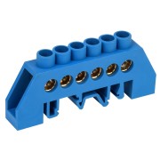 Шина «N» нулевая в комбинированном синем изоляторе на DIN-рейку 8x12 мм 6 групп REXANT Шина «N» нулевая в комбинированном синем изоляторе на DIN-рейку 8x12 мм 6 групп REXANT