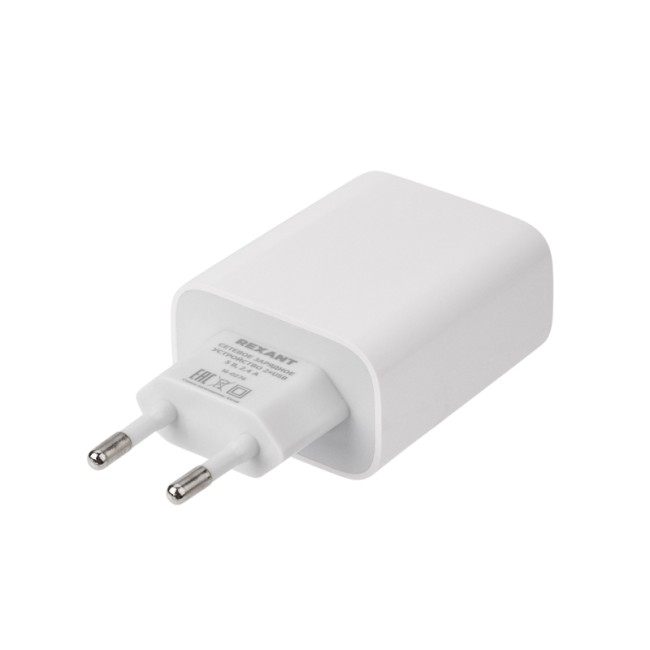 Сетевое зарядное устройство для iPhone/iPad REXANT 2 x USB, 5V, 2.4 A, белое
