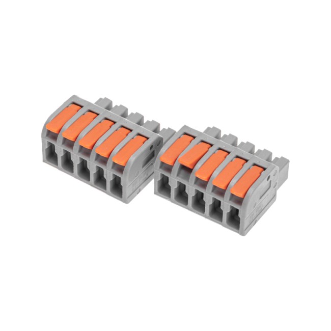 Клемма СМК 222-425R проходная разъемная 5 полюсов серая 0,2-2,5/4мм² (20 шт/уп) REXANT