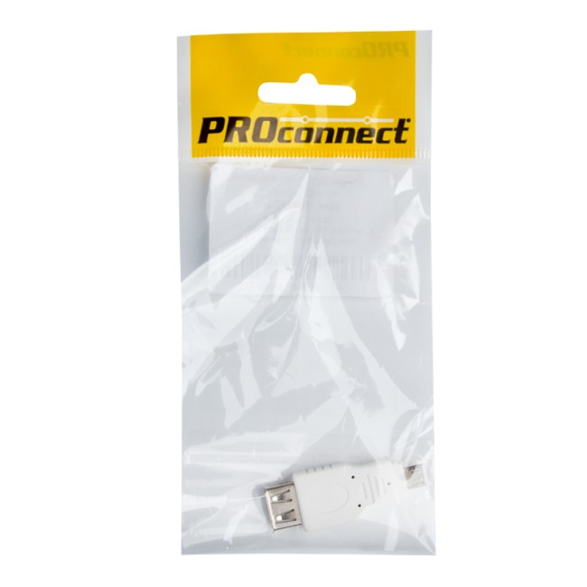 Переходник USB PROconnect, гнездо USB-A - штекер micro USB, 1 шт., пакет БОПП