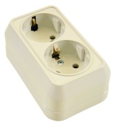 Розетка двойная наружная с заземлением бежевая Розетка двойная наружная с заземлением бежевая
