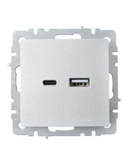 Розетка BRITE USB A+C 18Вт РЮ11-1-БрА механизм алюм. IEK BR-U22-018-K47