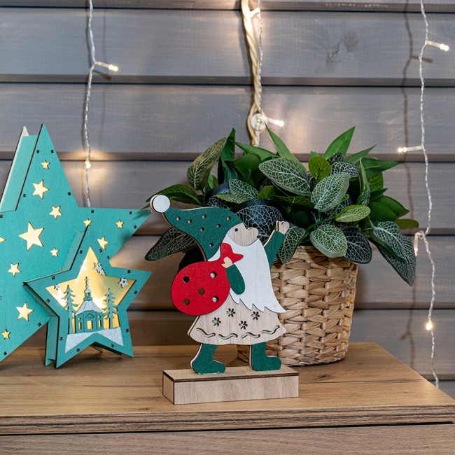 Деревянная фигурка с подсветкой Дед Мороз 18 см NEON-NIGHT Деревянная фигурка с подсветкой Дед Мороз 18 см NEON-NIGHT