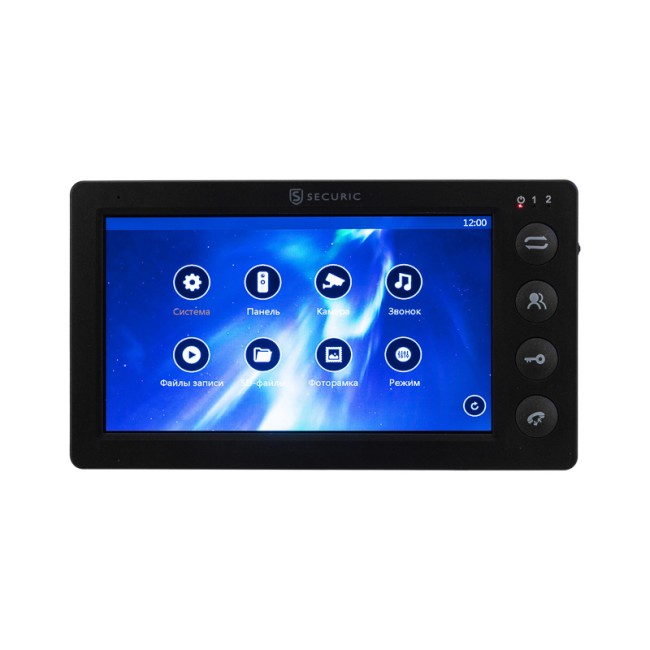 Цветной монитор  видеодомофона 7" формата AHD(1080P), с детектором движения, функцией фото- и видеозаписи. Цвет черный (модель AC-435)