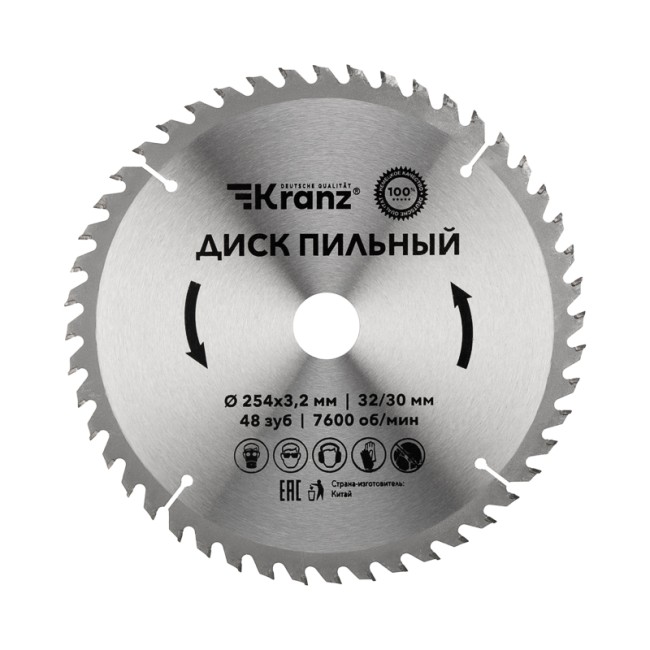 Диск пильный 254 мм х 48 зуб х 32/30 мм KRANZ
