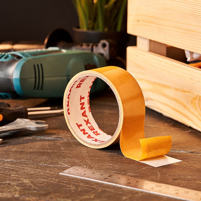 Двухсторонний скотч REXANT, полипропиленовая основа, 38 мм, ролик 5 м  