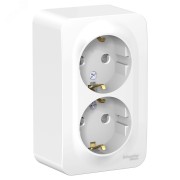 Розетка BLANCA наружная двойная, с заземлением, со шторками, с изолирующей пластиной, 16А, 250В, белый Розетка BLANCA наружная двойная, с заземлением, со шторками, с изолирующей пластиной, 16А, 250В, белый