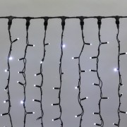 Гирлянда Светодиодный Дождь 2х1,5м, постоянное свечение, черный провод КАУЧУК, 230 В, диоды БЕЛЫЕ (шнур питания в комплекте)