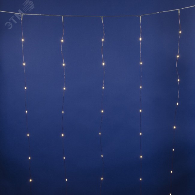 Занавес светодиодный со статическим свечением 15х1м 100 светодиодов Теплый белый свет Провод прозрачный