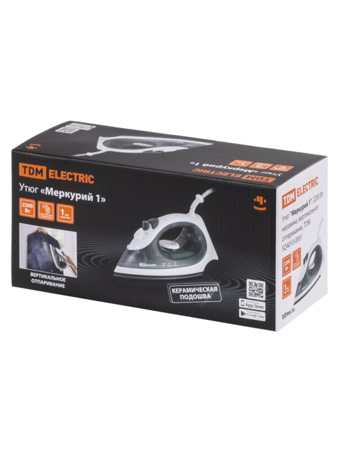 Утюг "Меркурий 1", 2200 Вт, керамика, вертикальное отпаривание, TDM