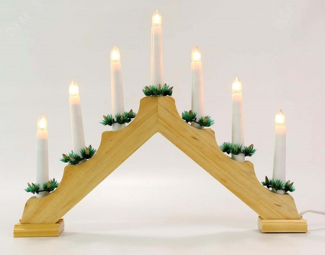 Светильник светодиодный LED 'Новогодняя горка' 0.1 Вт*7 тёплый свет 7 свечей дерево батарейки в комплекте Holiday Gauss