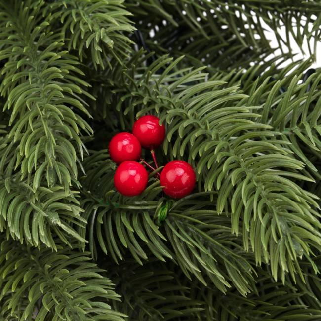 Еловый венок с ягодами и гирляндой NEON-NIGHT Ø 45 см, 20 LED, 2 х АА, литой, теплое белое свечение Еловый венок с ягодами и гирляндой NEON-NIGHT Ø 45 см, 20 LED, 2 х АА, литой, теплое белое свечение