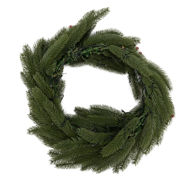 Еловый венок с ягодами и гирляндой NEON-NIGHT Ø 45 см, 20 LED, 2 х АА, литой, теплое белое свечение Еловый венок с ягодами и гирляндой NEON-NIGHT Ø 45 см, 20 LED, 2 х АА, литой, теплое белое свечение