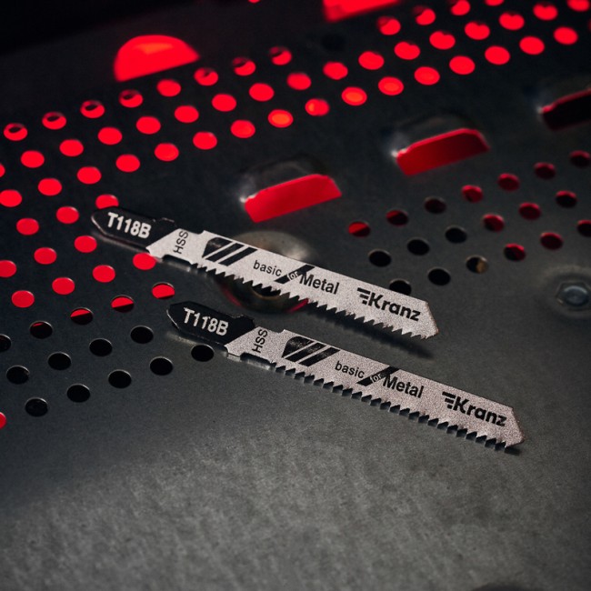 Пилка для электролобзика по металлу T118B 76 мм 12 зубьев на дюйм 3-6 мм (2 шт./уп.) Kranz
