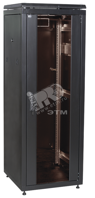 Шкаф сетевой 19' ITK LINEA N 28U 600х800мм стеклянная передняя дверь черный