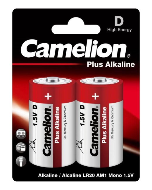 Элемент питания алкалиновый D/LR20 1.5В Plus Alkaline LR20-BP2 BL-2 (блист.2шт) Camelion 1654 Элемент питания алкалиновый D/LR20 1.5В Plus Alkaline LR20-BP2 BL-2 (блист.2шт) Camelion 1654