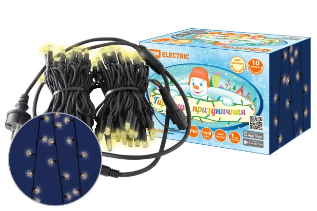 Гирлянда светодиодная СГУ100БТ10, 10м, 3000К, каучук чер., посл. подкл, IP65, 250 В, TDM Гирлянда светодиодная СГУ100БТ10, 10м, 3000К, каучук чер., посл. подкл, IP65, 250 В, TDM