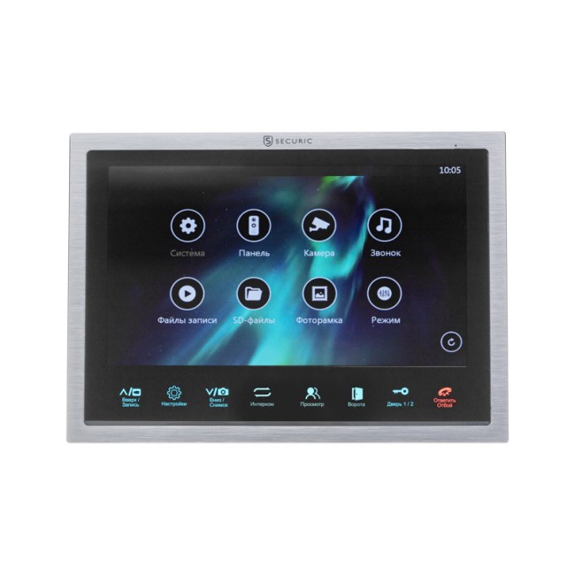 Цветной монитор видеодомофона 10,1" формата AHD(1080P), с сенсорным управлением, детектором движения, функцией фото- и видеозаписи (модель AC-439)