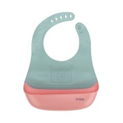 Фартук нагрудный для кормления с жестким карманом, зеленый с розовым HALSA Фартук нагрудный для кормления с жестким карманом, зеленый с розовым HALSA