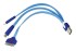 USB 3 в 1 кабель Lightning/30pin/micro USB/PVC/flat/blue/0,15m/REXANT