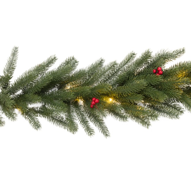 Еловый шлейф с ягодами и гирляндой NEON-NIGHT 1.8 м, 30 LED, 31 В, литой, теплое белое свечение Еловый шлейф с ягодами и гирляндой NEON-NIGHT 1.8 м, 30 LED, 31 В, литой, теплое белое свечение