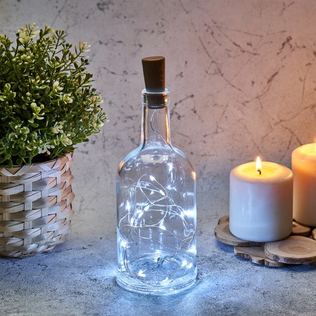 Гирлянда Роса с пробкой 2 м, 20 LED, белое свечение, 3хLR44 в комплекте NEON-NIGHT