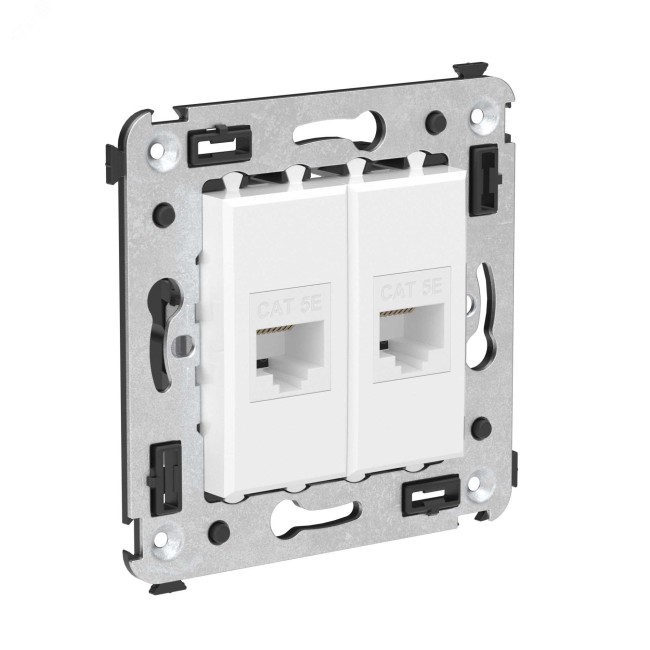 Avanti Компьютерная розетка RJ-45 без шторки в стену, кат.5е двойная, Белое облако Avanti Компьютерная розетка RJ-45 без шторки в стену, кат.5е двойная, Белое облако