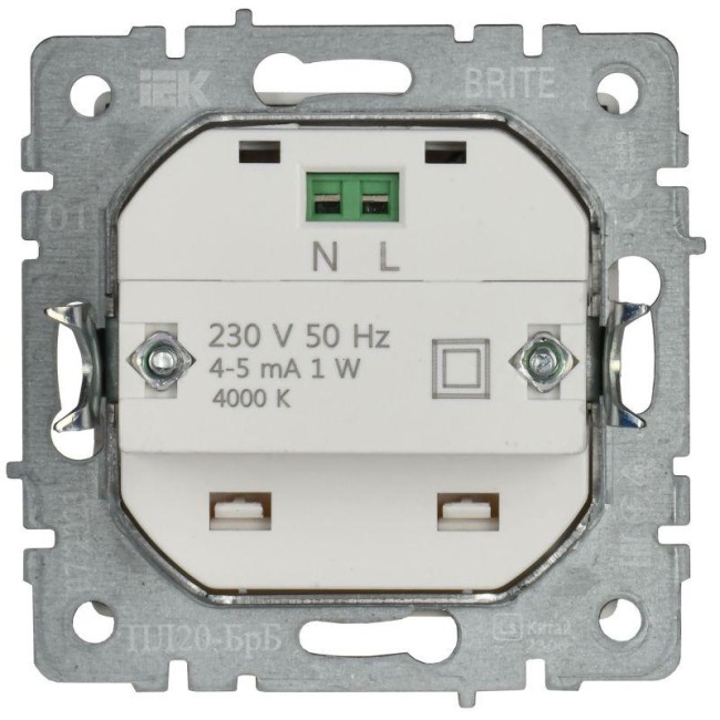 Подсветка светодиодная BRITE встраив. ПЛ20-БрБ механизм бел. IEK BR-FL20-K01